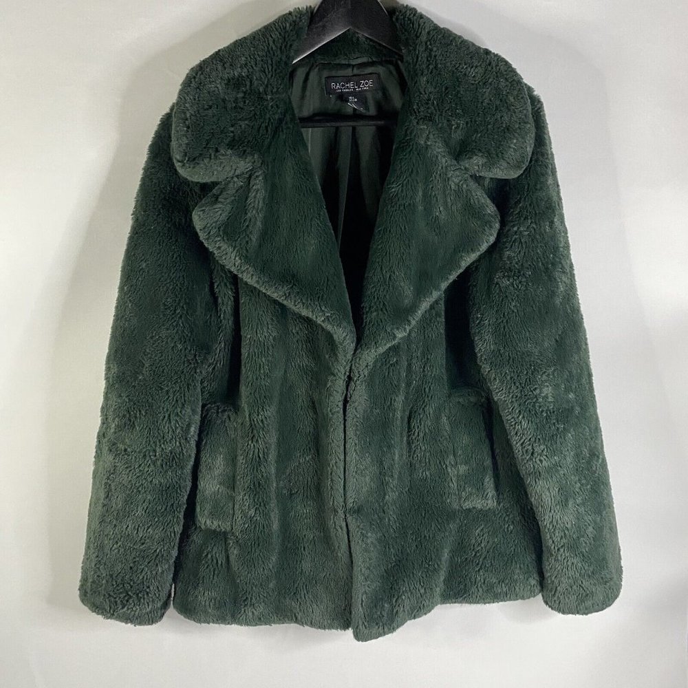 Rachel Zoe Women's Formal Green Faux Fur Coat Size Large